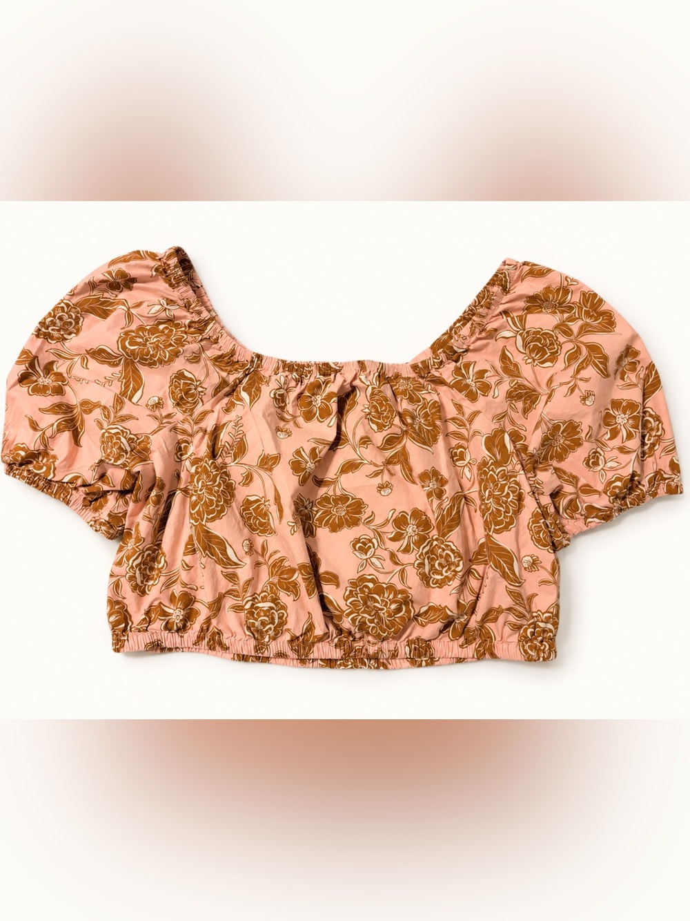 Lane Bryant Floral Peasant Blouse Top Pink Brown Off Shoulder Cotton 18/20